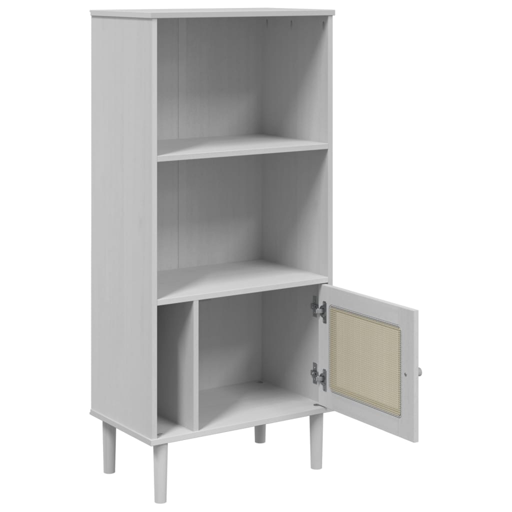 skænk SENJA 60x35x130 cm rattanlook massivt fyrretræ hvid