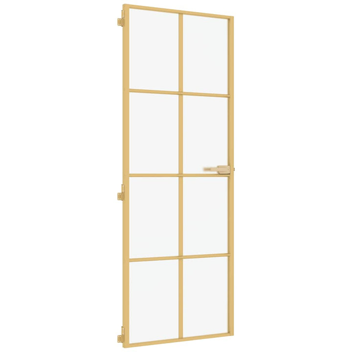 indvendig dør 76x201,5 cm hærdet glas og aluminium guldfarvet