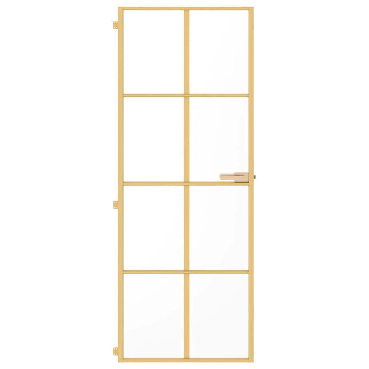 indvendig dør 76x201,5 cm hærdet glas og aluminium guldfarvet