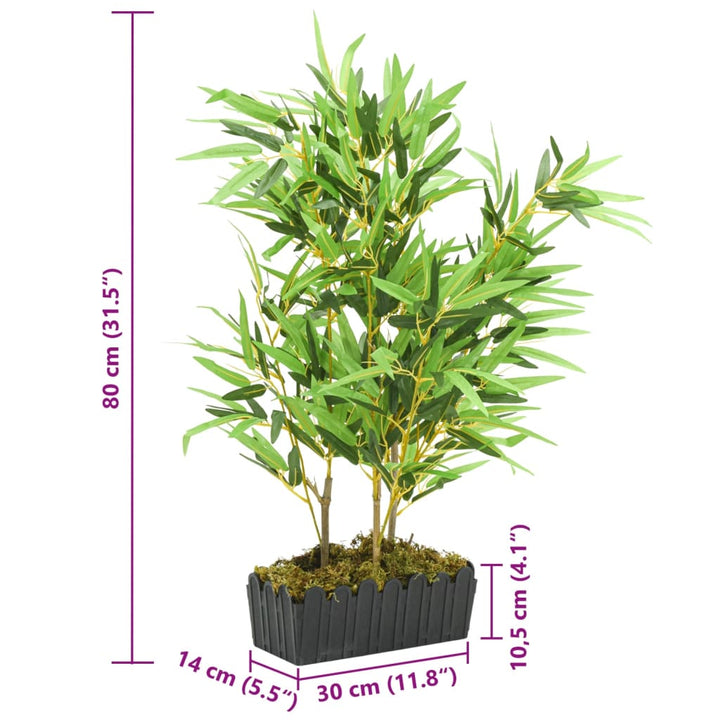 kunstigt bambustræ 500 blade 80 cm grøn