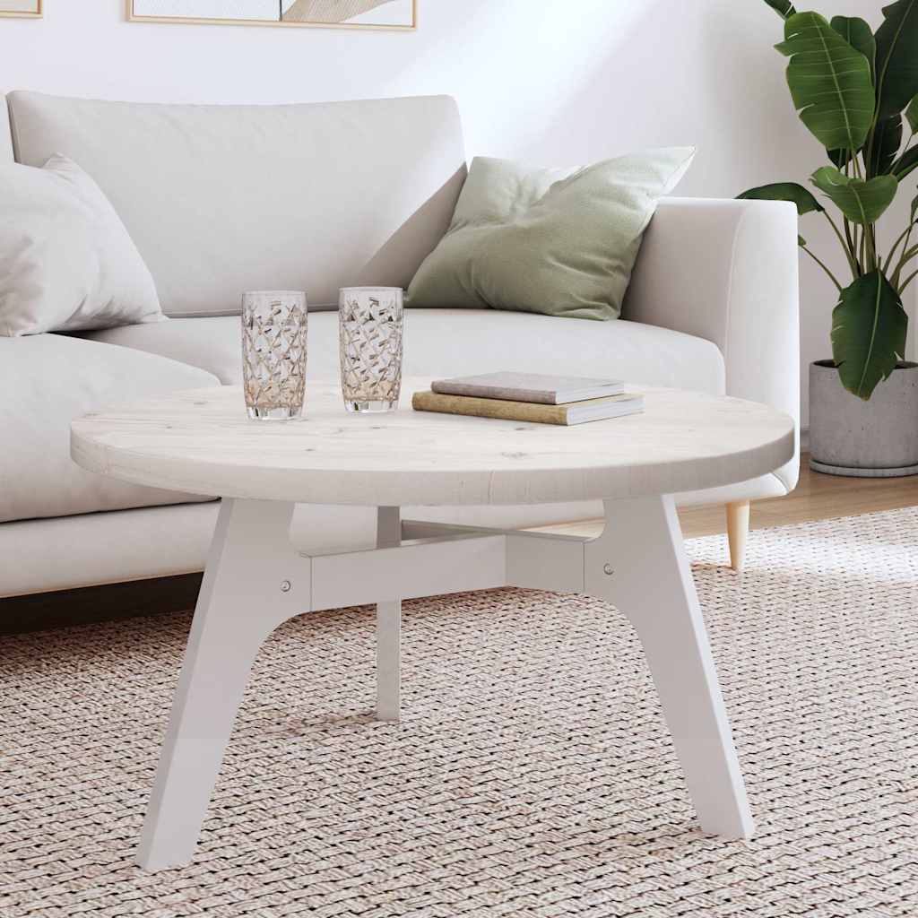 bordplade Ø80x3 cm rundt massivt fyrretræ hvid