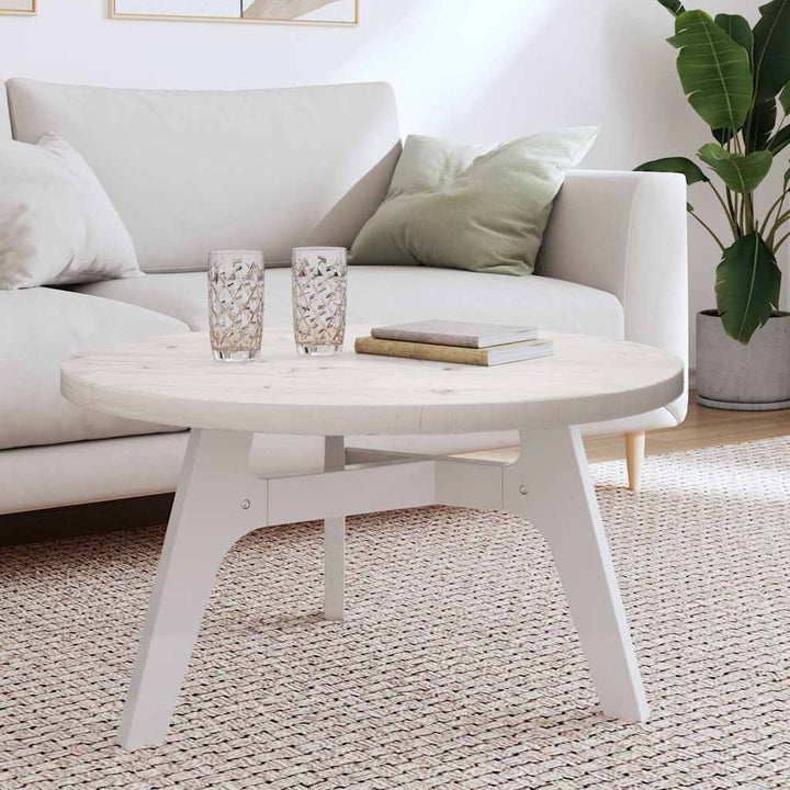 bordplade Ø80x3 cm rundt massivt fyrretræ hvid