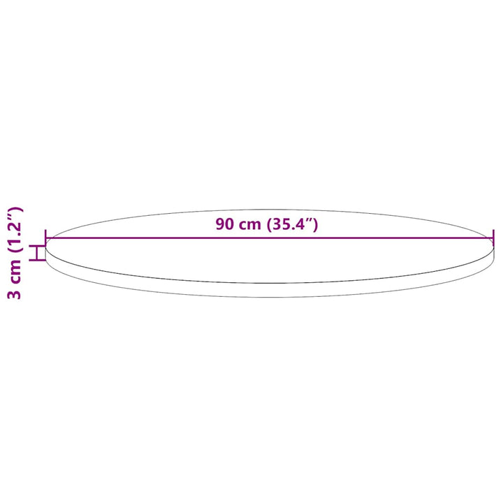 bordplade Ø90x3 cm rund massivt fyrretræ
