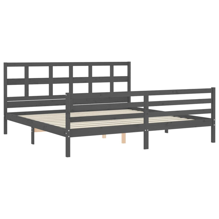 sengeramme med sengegavl 200x200 cm massivt træ grå