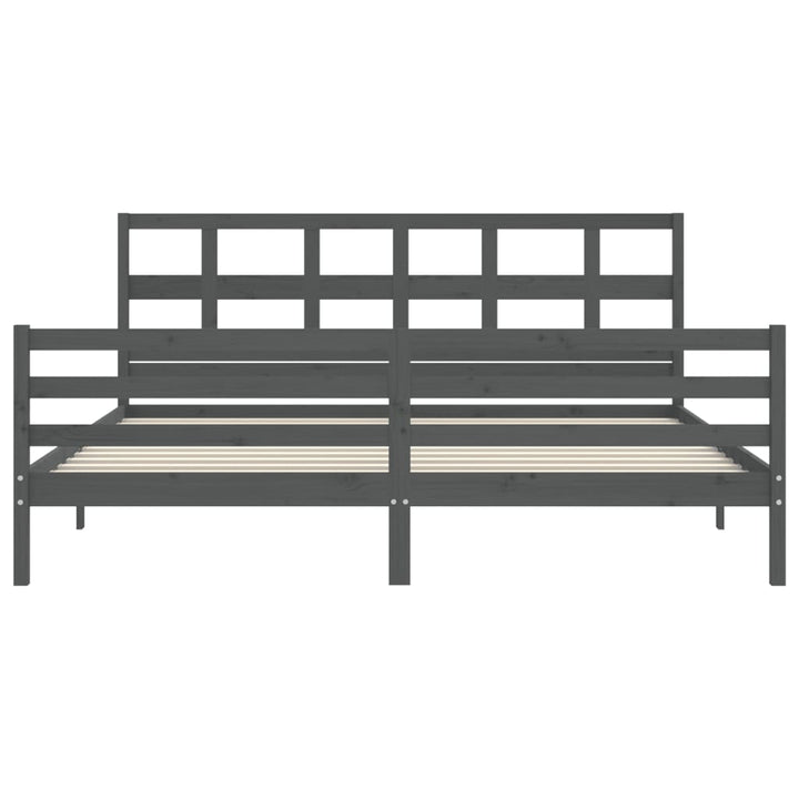 sengeramme med sengegavl 200x200 cm massivt træ grå
