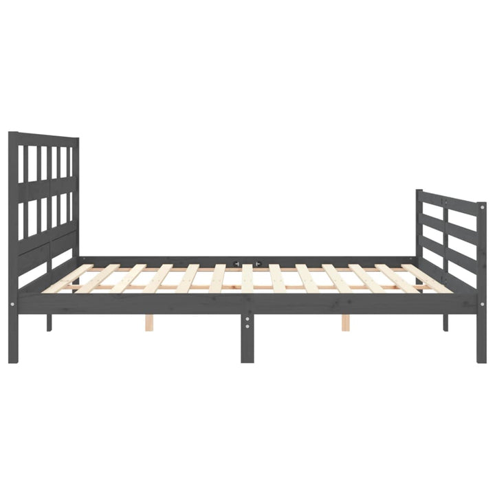sengeramme med sengegavl 200x200 cm massivt træ grå
