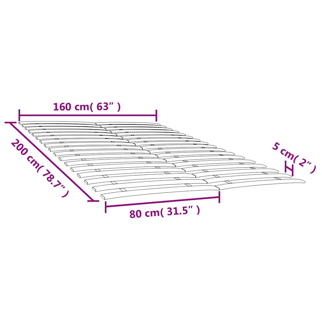 sengelameller med 34 lameller 2 stk. 80x200 cm