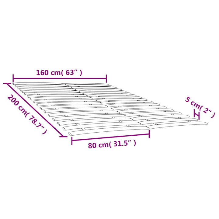 sengelameller med 34 lameller 2 stk. 80x200 cm