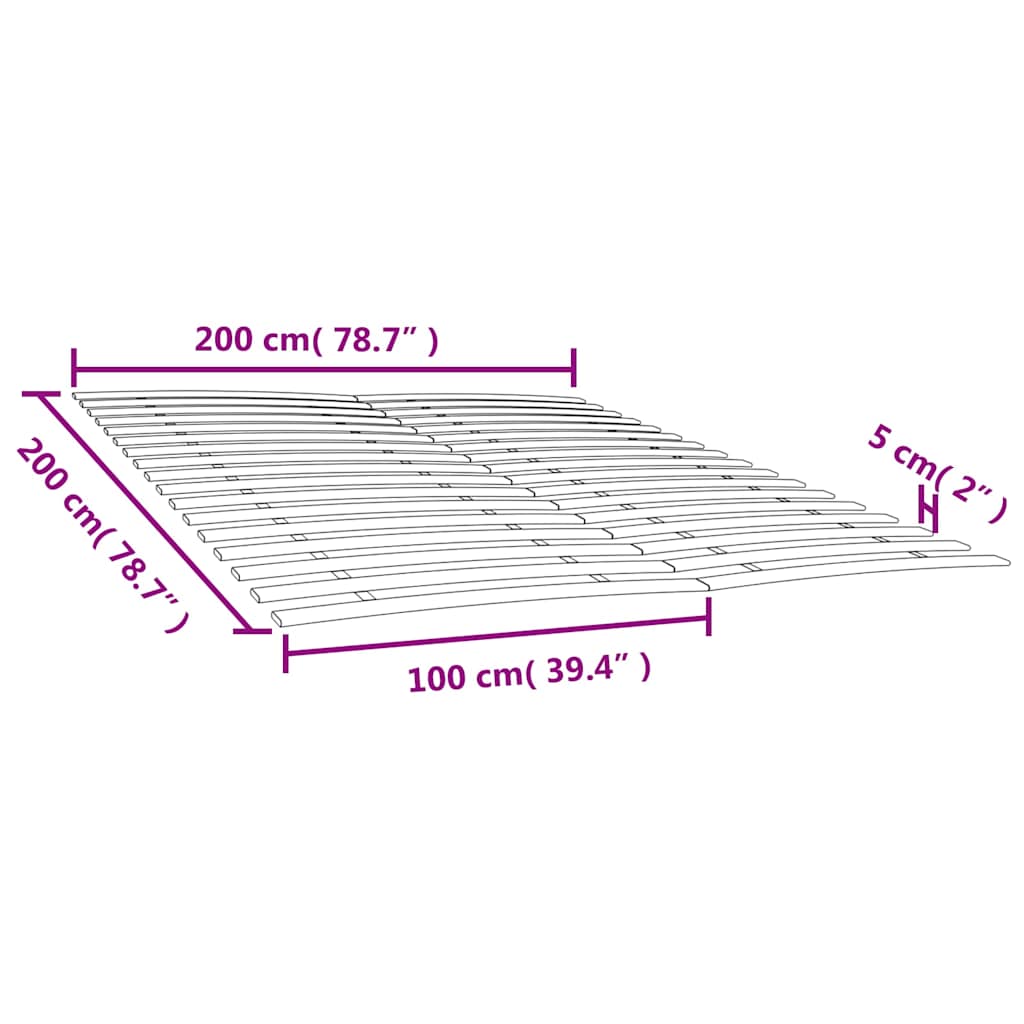 sengelameller med 34 lameller 2 stk. 100x200 cm
