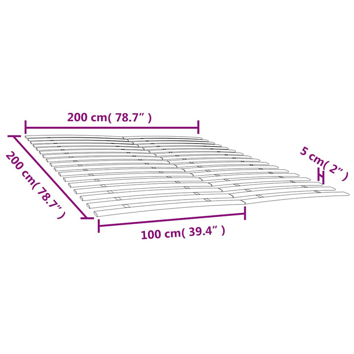 sengelameller med 34 lameller 2 stk. 100x200 cm