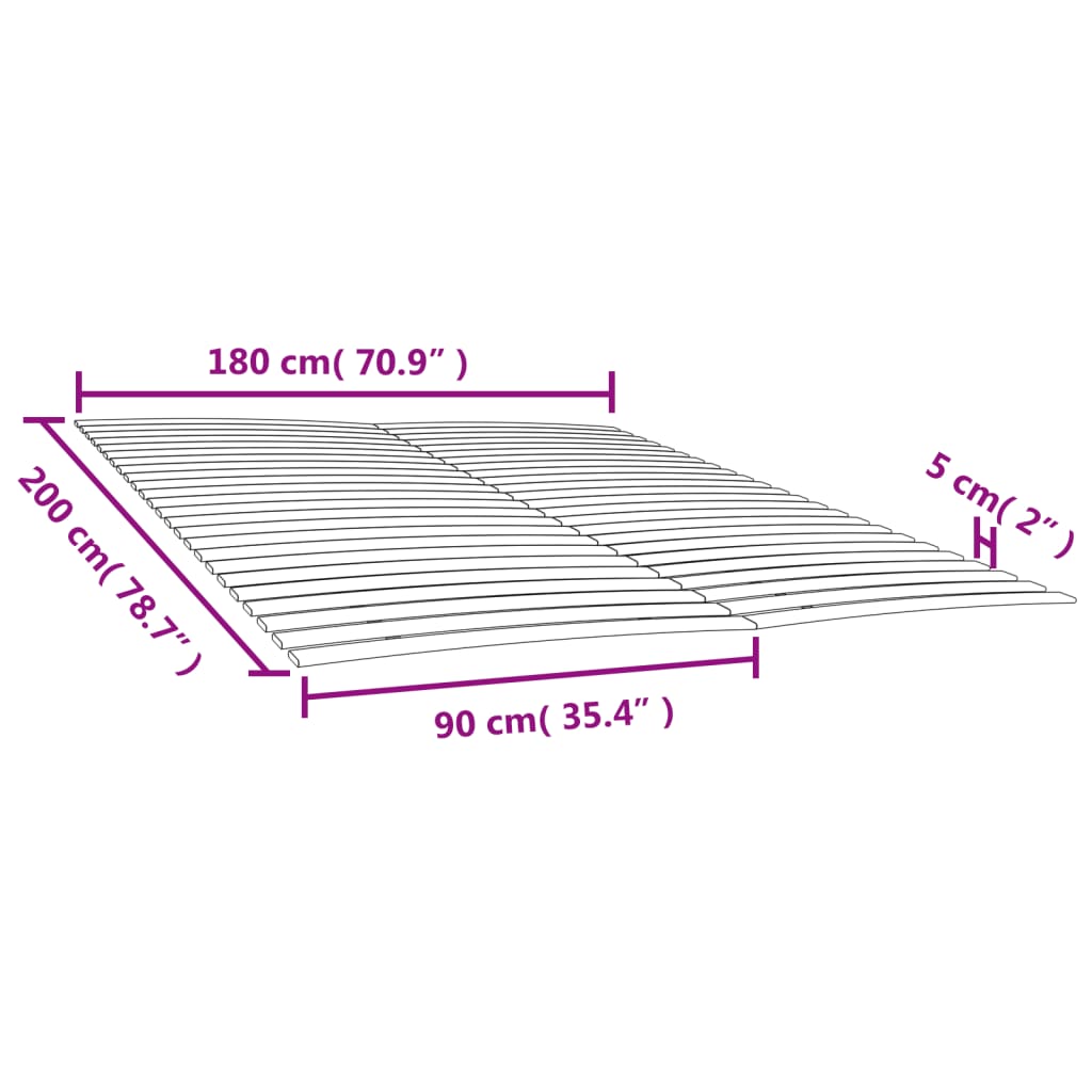 sengelameller med 48 lameller 2 stk. 90x200 cm