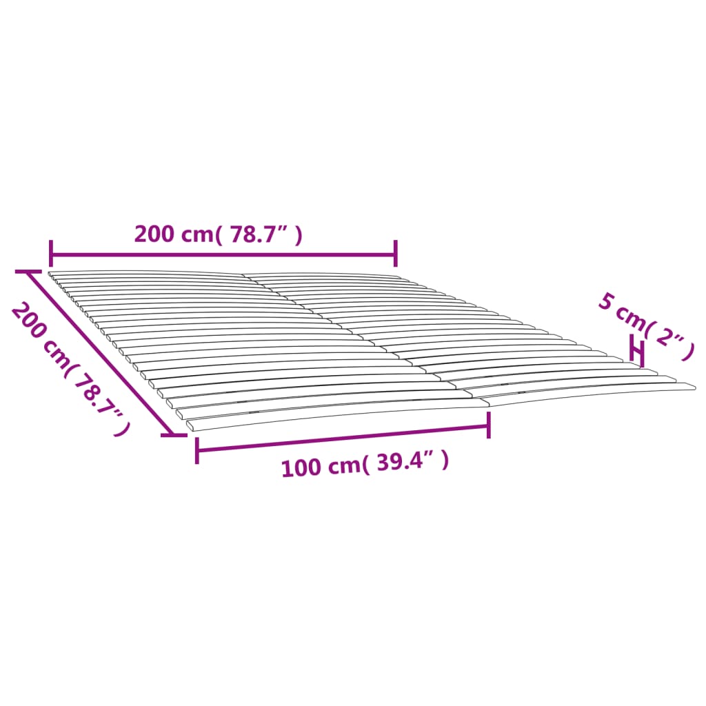 sengelameller med 48 lameller 2 stk. 100x200 cm