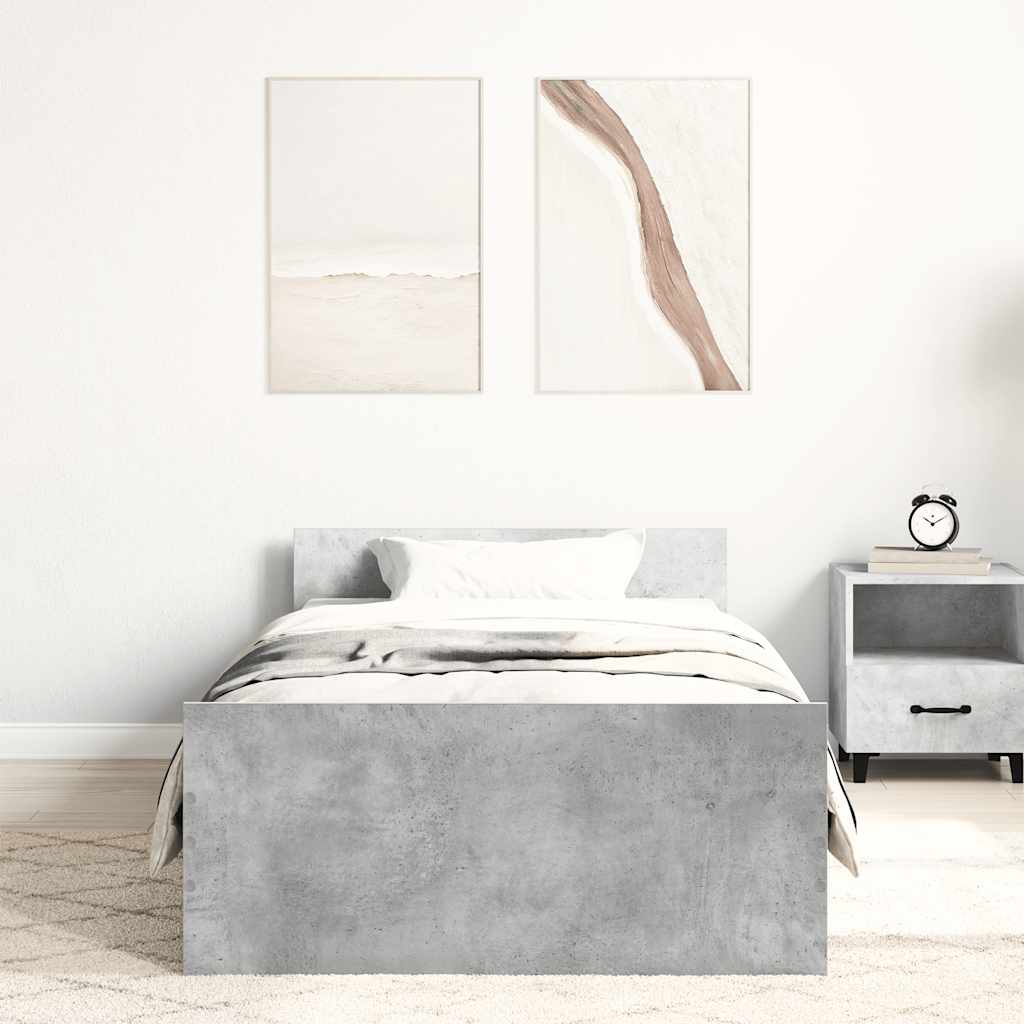 sengeramme 100x200 cm konstrueret træ betongrå