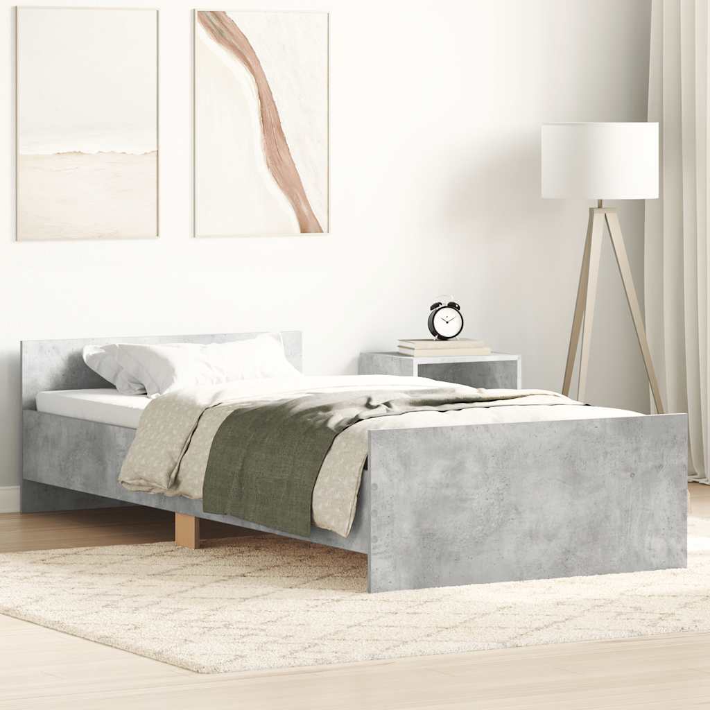 sengeramme 100x200 cm konstrueret træ betongrå