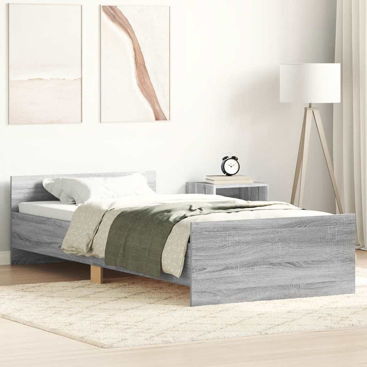 sengeramme 100x200 cm konstrueret træ grå sonoma-eg