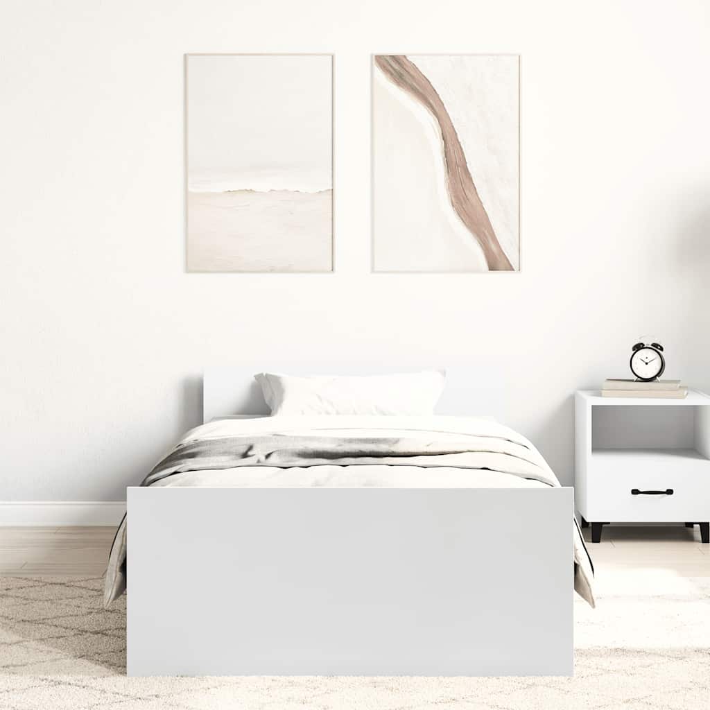 sengeramme 90x190 cm konstrueret træ hvid
