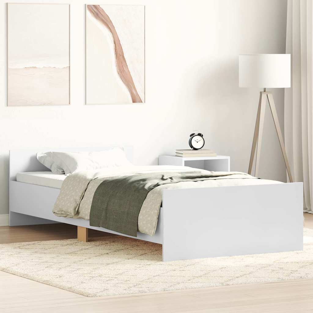 sengeramme 90x190 cm konstrueret træ hvid