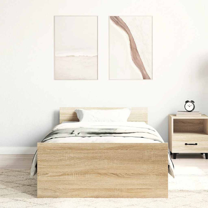 sengeramme 90x190 cm uden madras konstrueret træ sonoma-eg