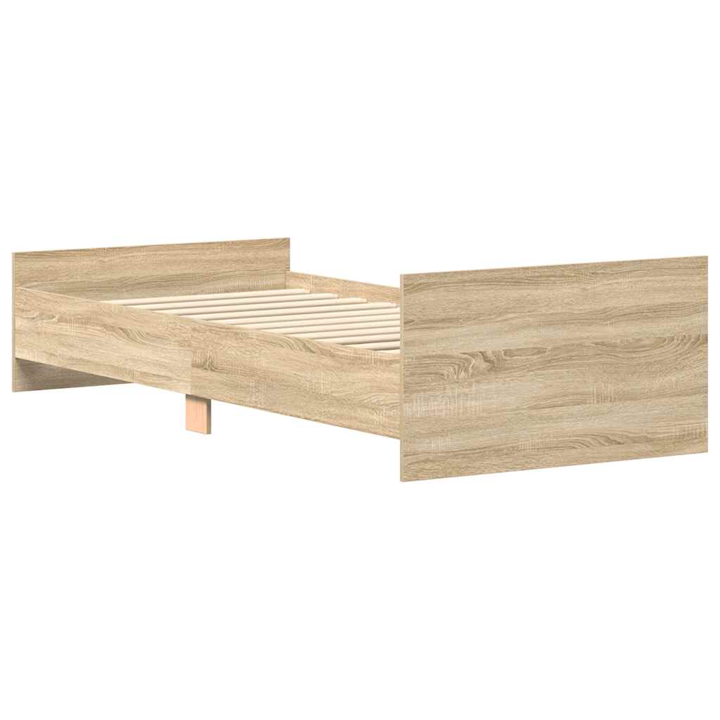 sengeramme 90x190 cm uden madras konstrueret træ sonoma-eg