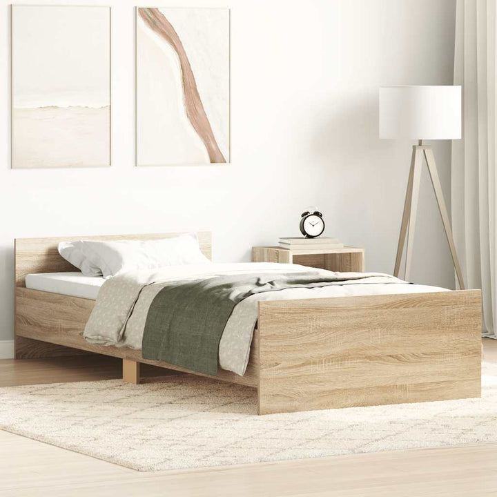 sengeramme 90x190 cm uden madras konstrueret træ sonoma-eg