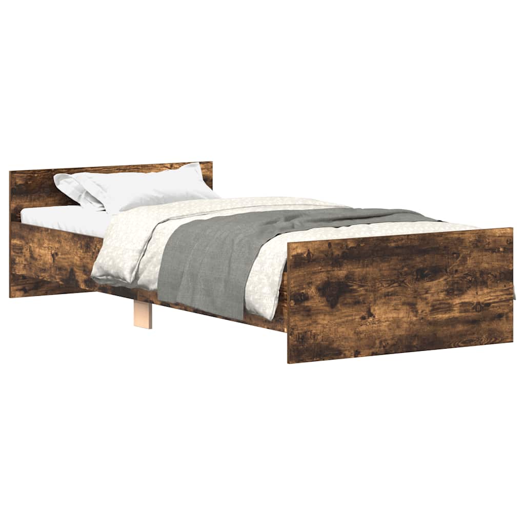 sengeramme 90x190 cm uden madras konstrueret træ røget eg