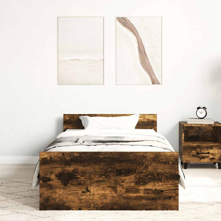 sengeramme 90x190 cm uden madras konstrueret træ røget eg