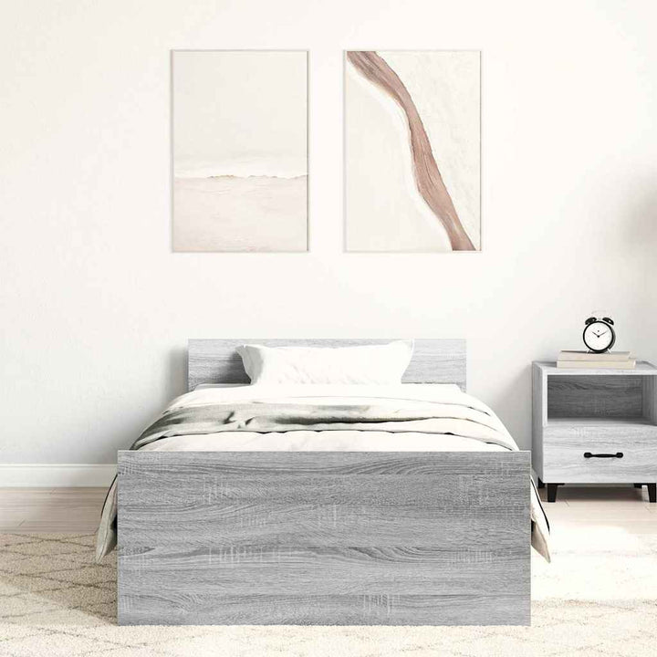 sengeramme 90x190 cm konstrueret træ grå sonoma-eg