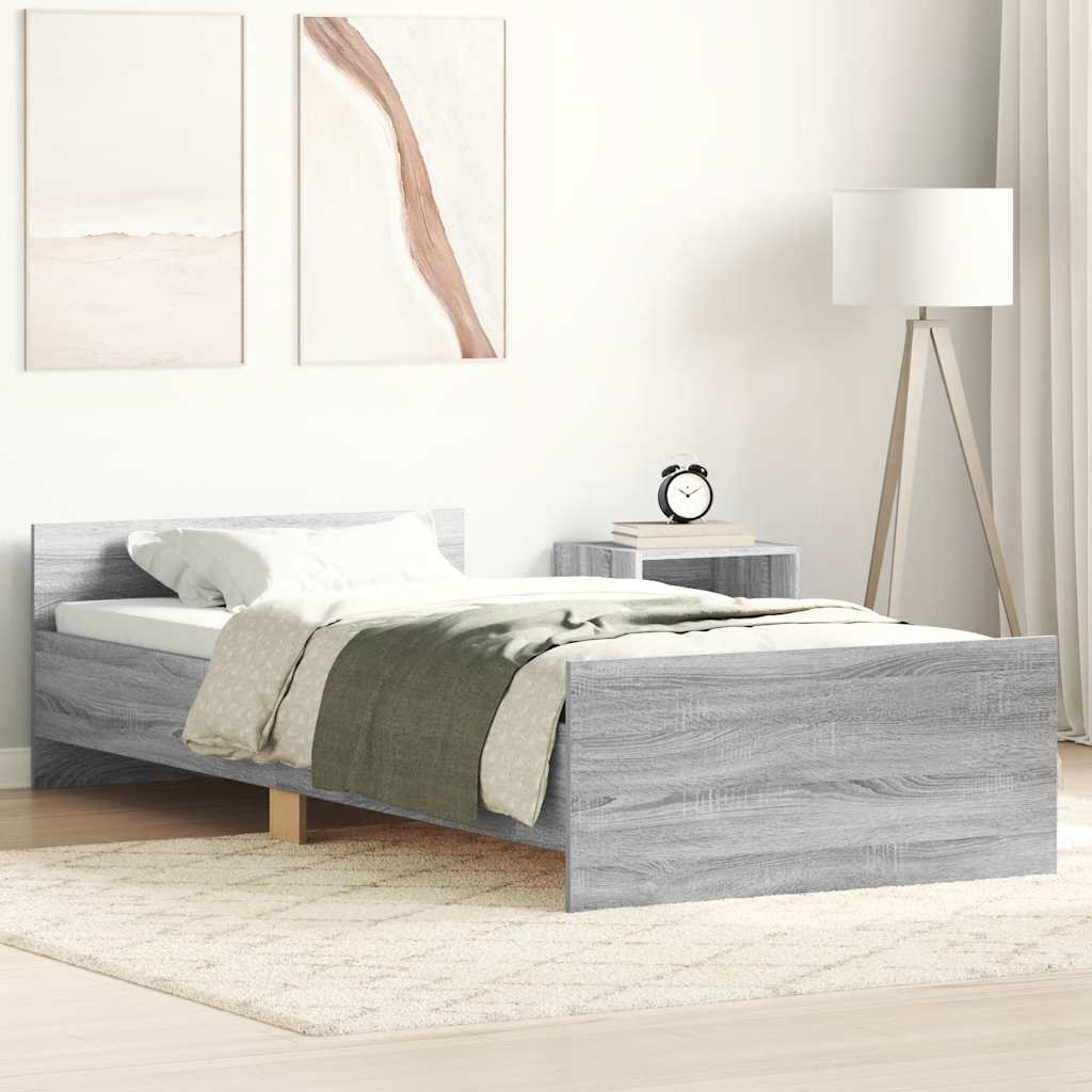 sengeramme 90x190 cm konstrueret træ grå sonoma-eg
