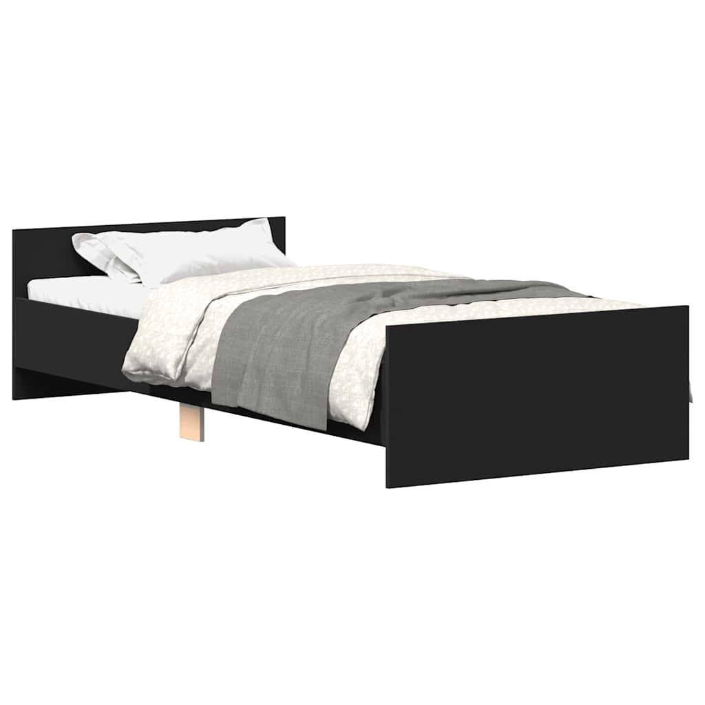sengeramme 75x190 cm konstrueret træ sort