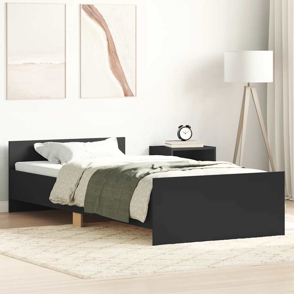 sengeramme 75x190 cm konstrueret træ sort