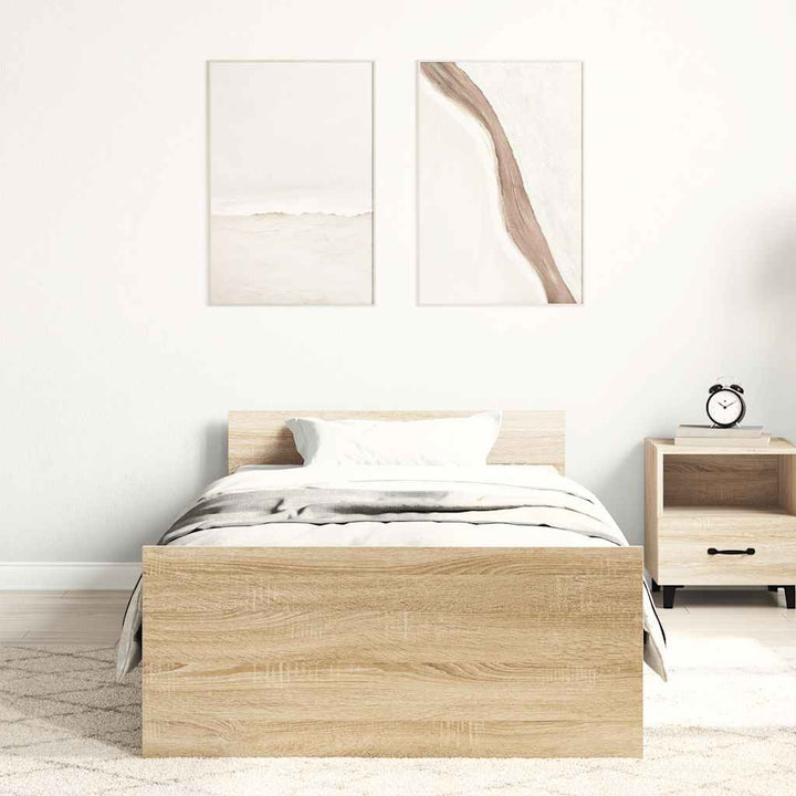 sengeramme 75x190 cm uden madras konstrueret træ sonoma-eg