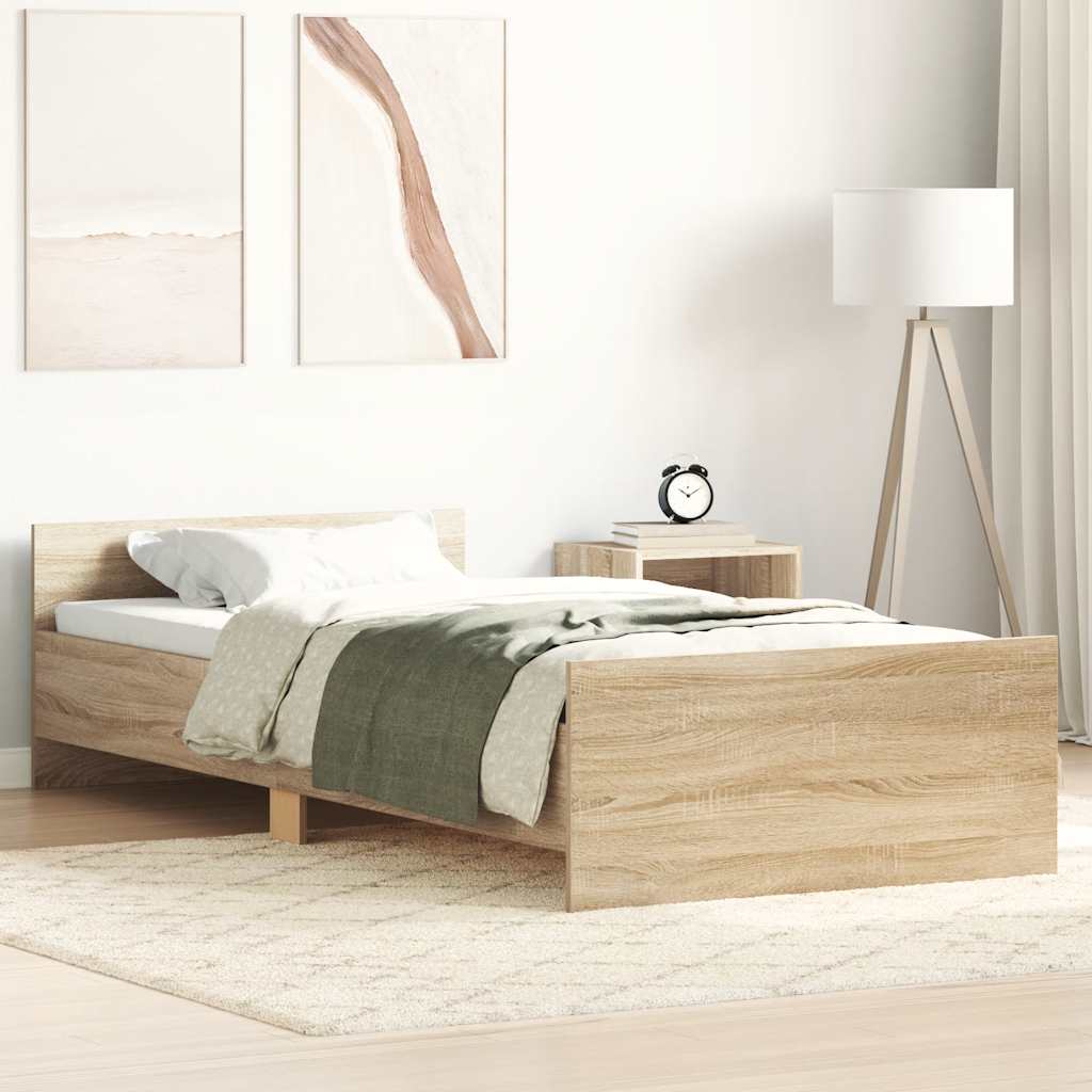 sengeramme 75x190 cm uden madras konstrueret træ sonoma-eg