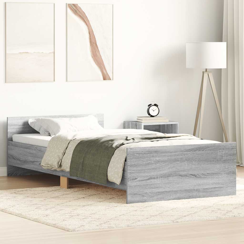 sengeramme 75x190 cm konstrueret træ grå sonoma-eg