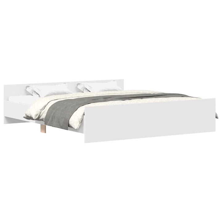 sengeramme med sengegavl og fodgærde 200x200 cm hvid