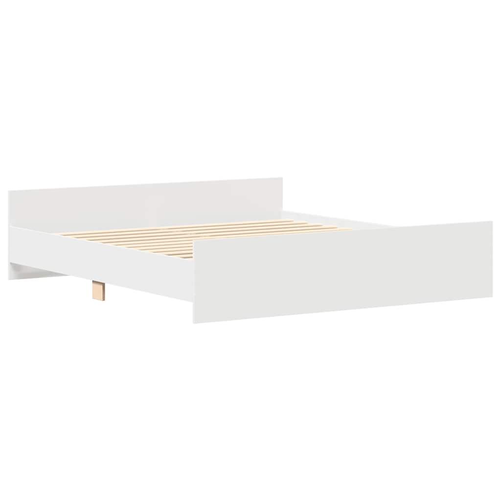 sengeramme med sengegavl og fodgærde 200x200 cm hvid