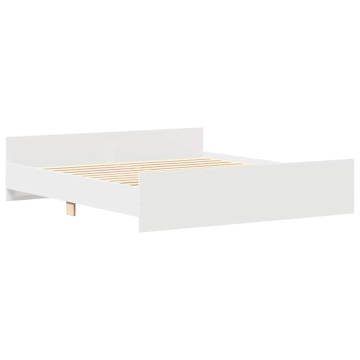 sengeramme med sengegavl og fodgærde 200x200 cm hvid