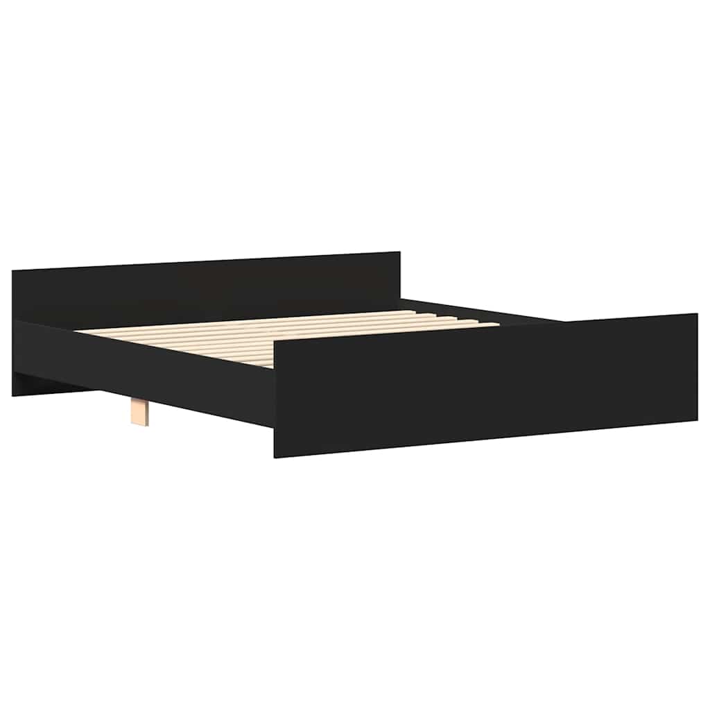 sengeramme med sengegavl og fodgærde 200x200 cm sort