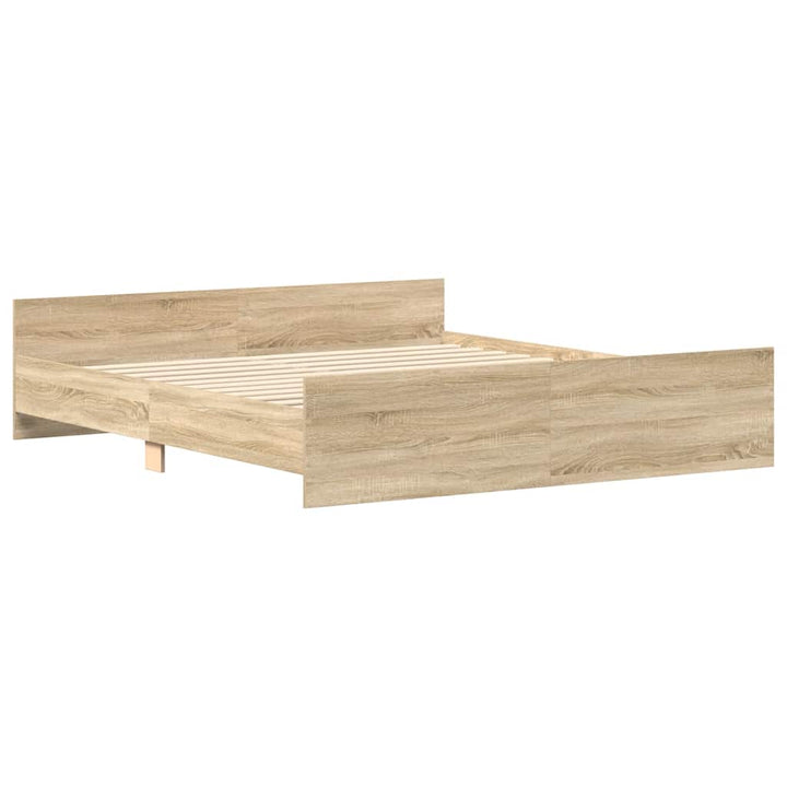 sengeramme med sengegavl og fodgærde 200x200 cm sonoma-eg