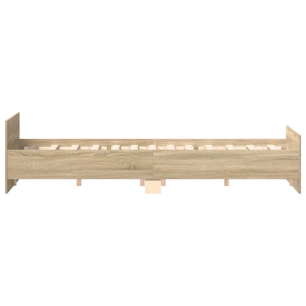 sengeramme med sengegavl og fodgærde 200x200 cm sonoma-eg