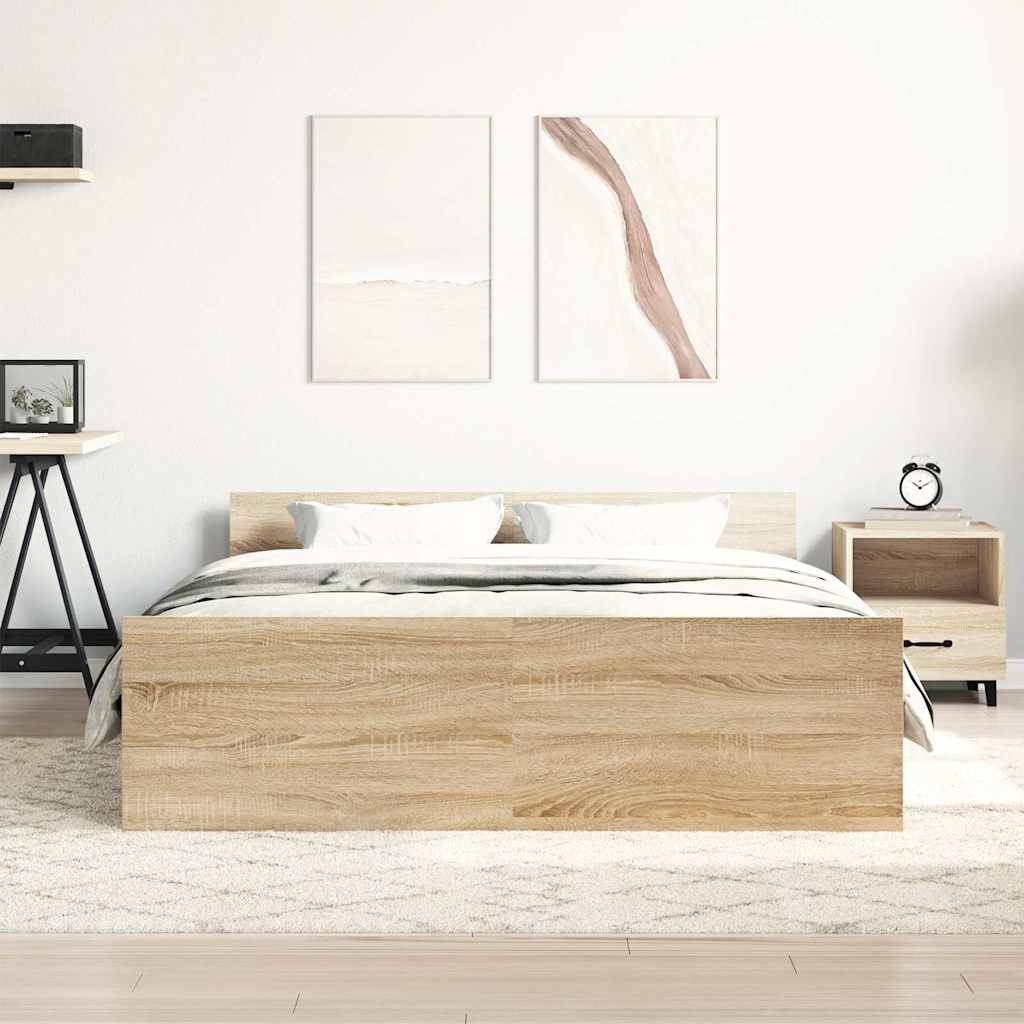 sengeramme med sengegavl og fodgærde 120x200 cm sonoma-eg
