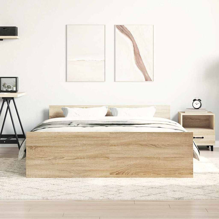 sengeramme med sengegavl og fodgærde 120x200 cm sonoma-eg