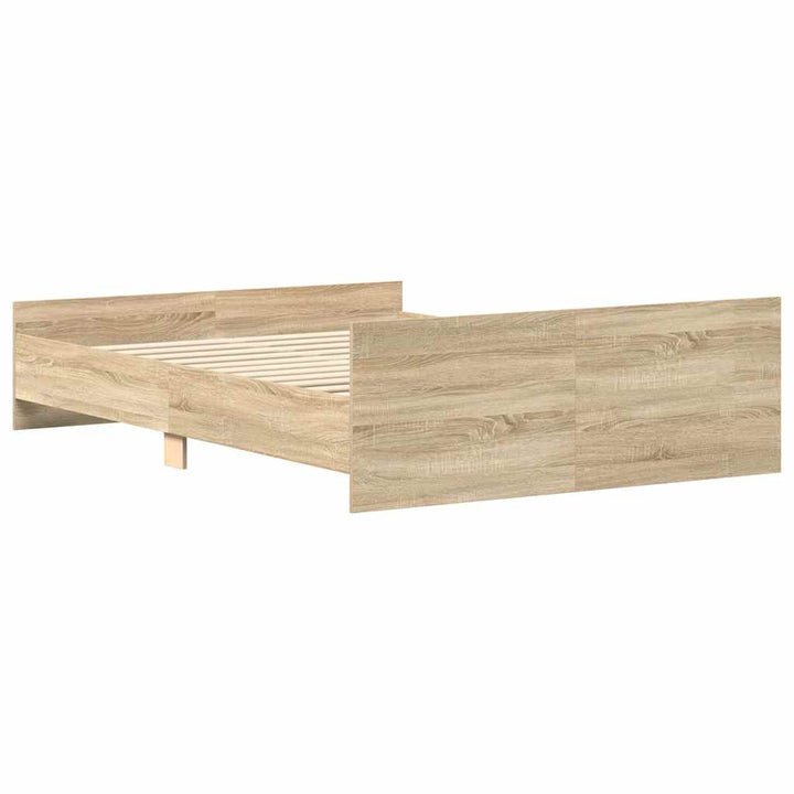 sengeramme med sengegavl og fodgærde 120x200 cm sonoma-eg