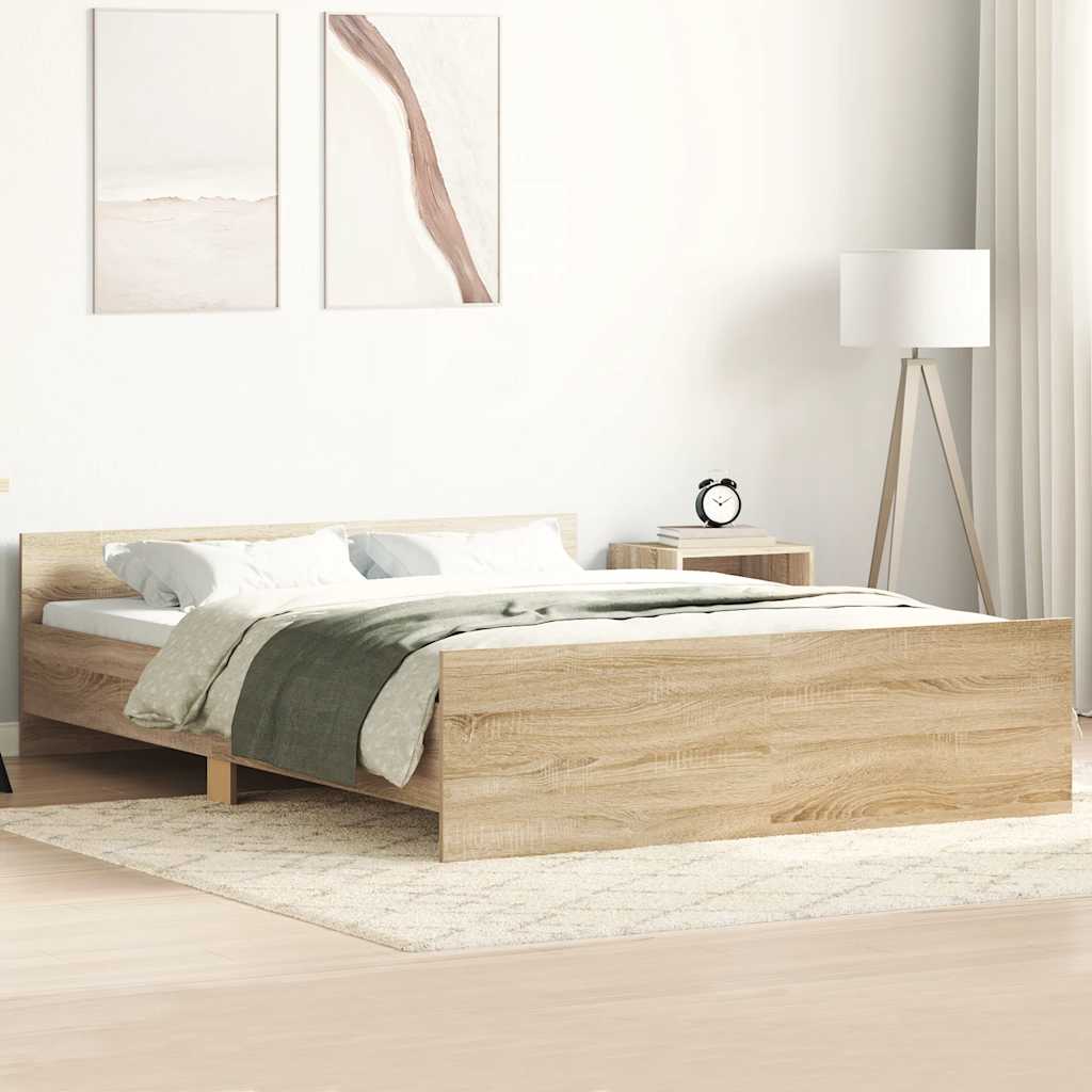 sengeramme med sengegavl og fodgærde 120x200 cm sonoma-eg