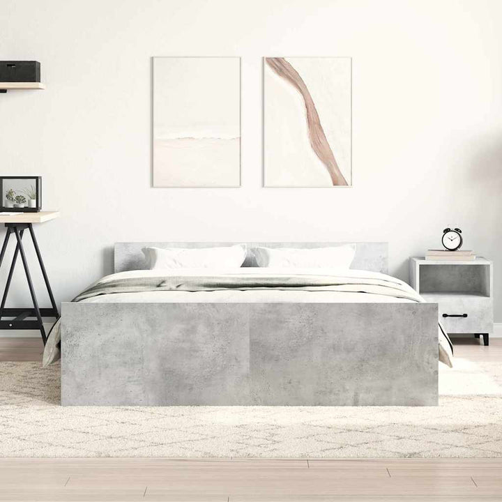 sengeramme med sengegavl og fodgærde 120x200 cm betongrå