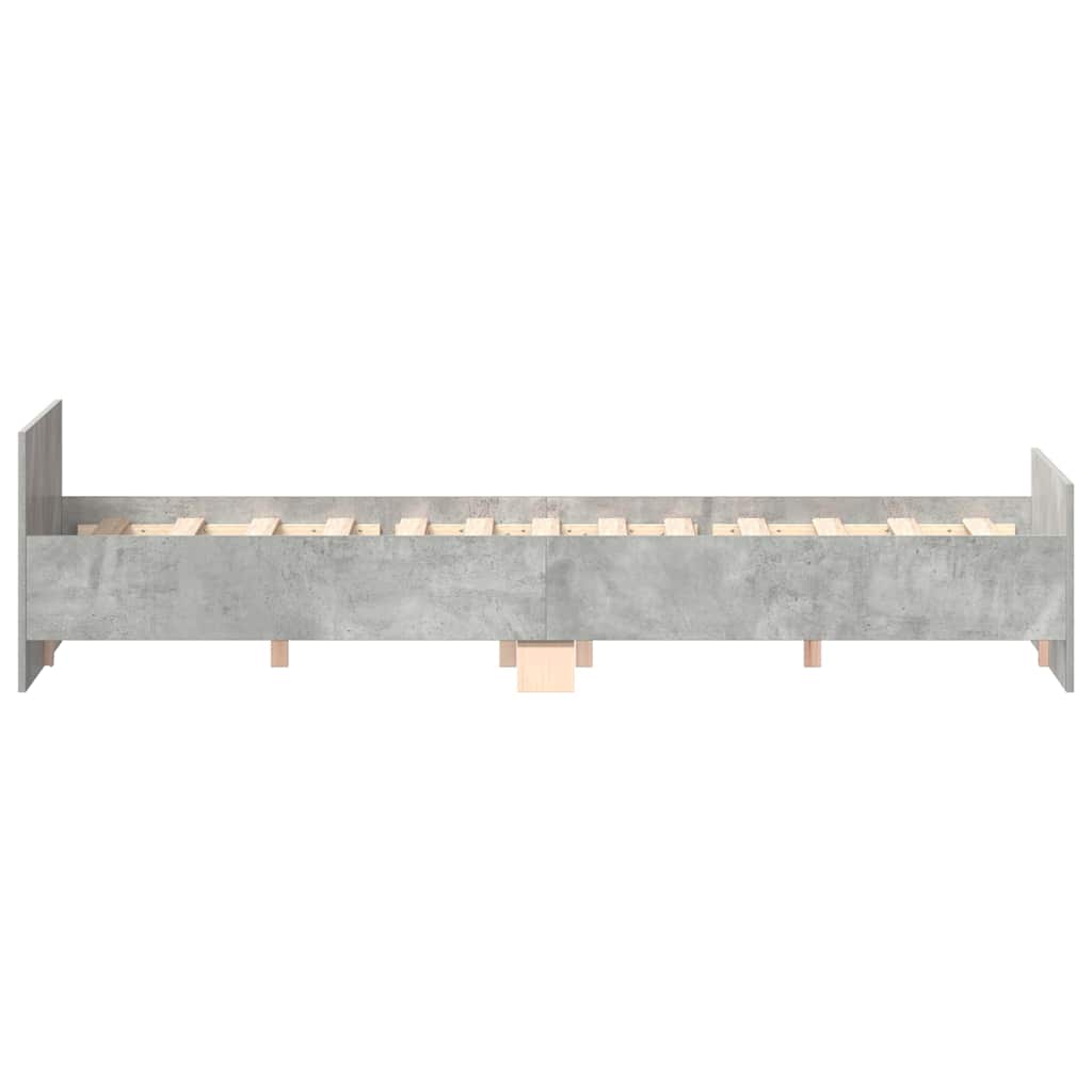 sengeramme med sengegavl og fodgærde 120x200 cm betongrå