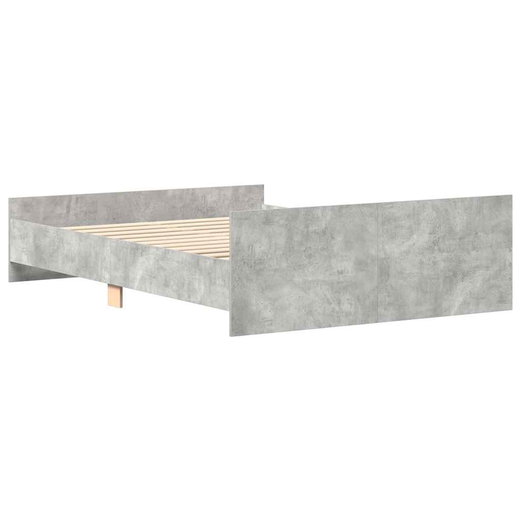 sengeramme med sengegavl og fodgærde 120x200 cm betongrå