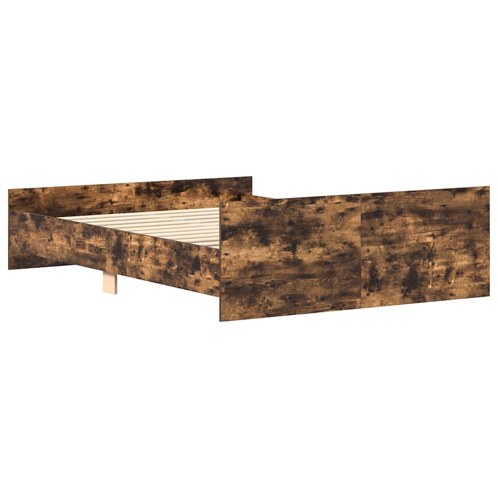 sengeramme med sengegavl og fodgærde 120x200 cm røget egetræ