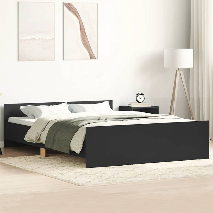 sengeramme med sengegavl og fodgærde 140x200 cm sort
