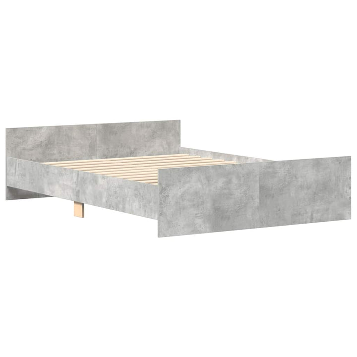 sengeramme med sengegavl og fodgærde 140x200 cm betongrå