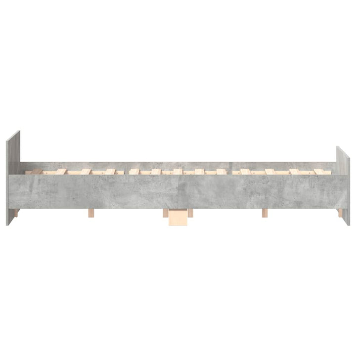 sengeramme med sengegavl og fodgærde 140x200 cm betongrå